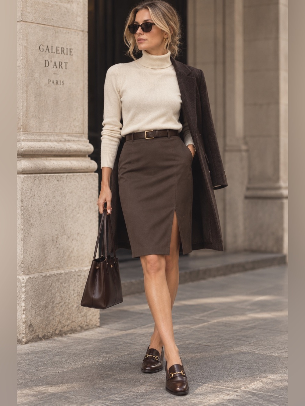Banana Republic Brown Pencil Skirt with Front Slit